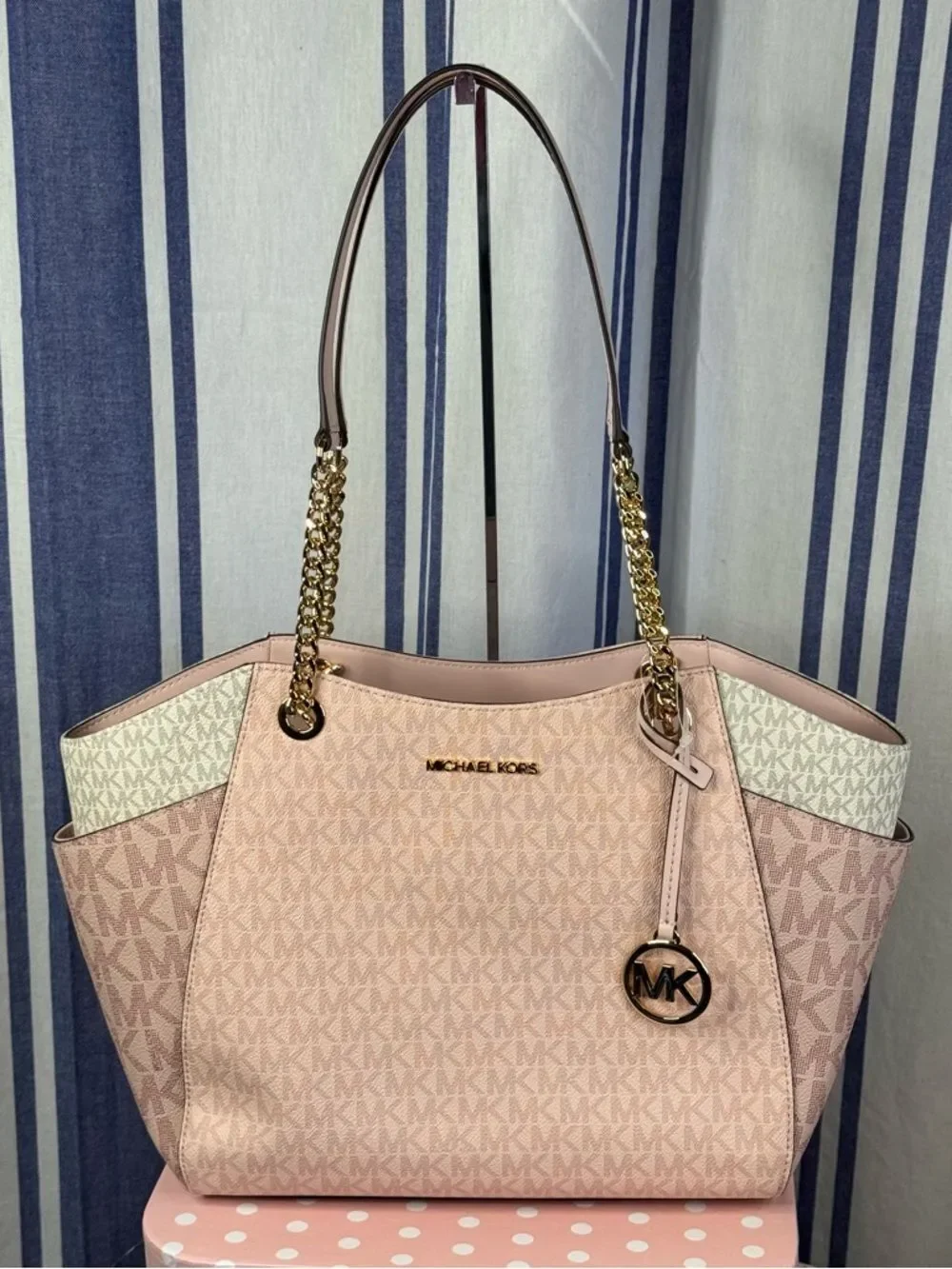 Michael Kors Jet Set Travel Large Shoulder Tote in Powder Blush Multi